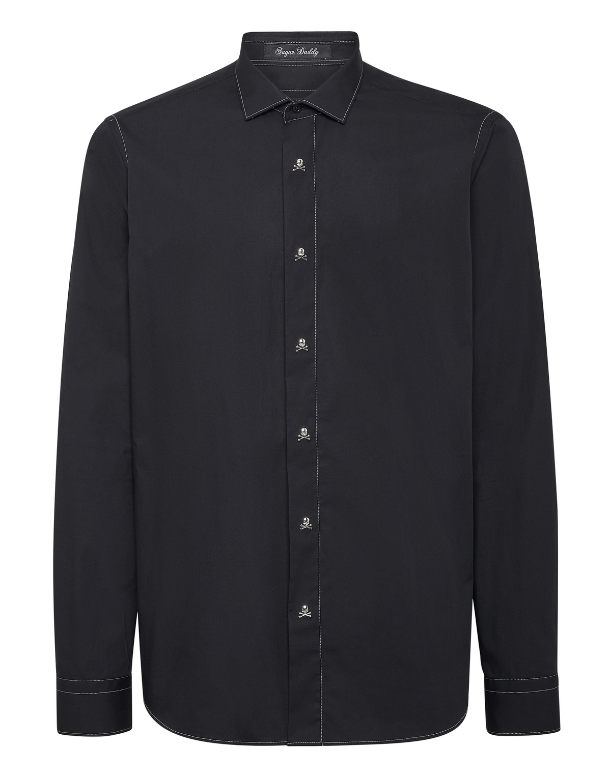 Contrast Stitching Shirt Sugar Daddy Cut Long-Sleeve