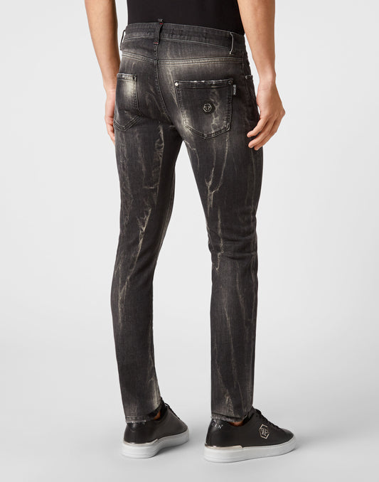 Denim Trousers Super Straight Cut Fit Skull&Bones Amangiri Grey