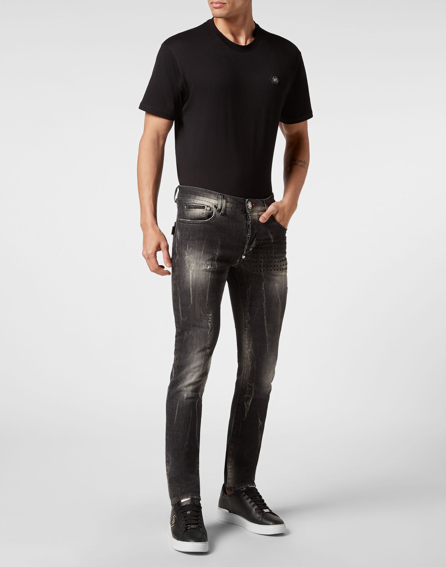 Denim Trousers Super Straight Cut Fit Skull&Bones Amangiri Grey