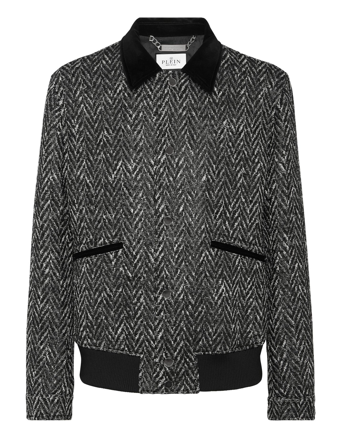 Chevron Collared Bomber Gothic Plein black