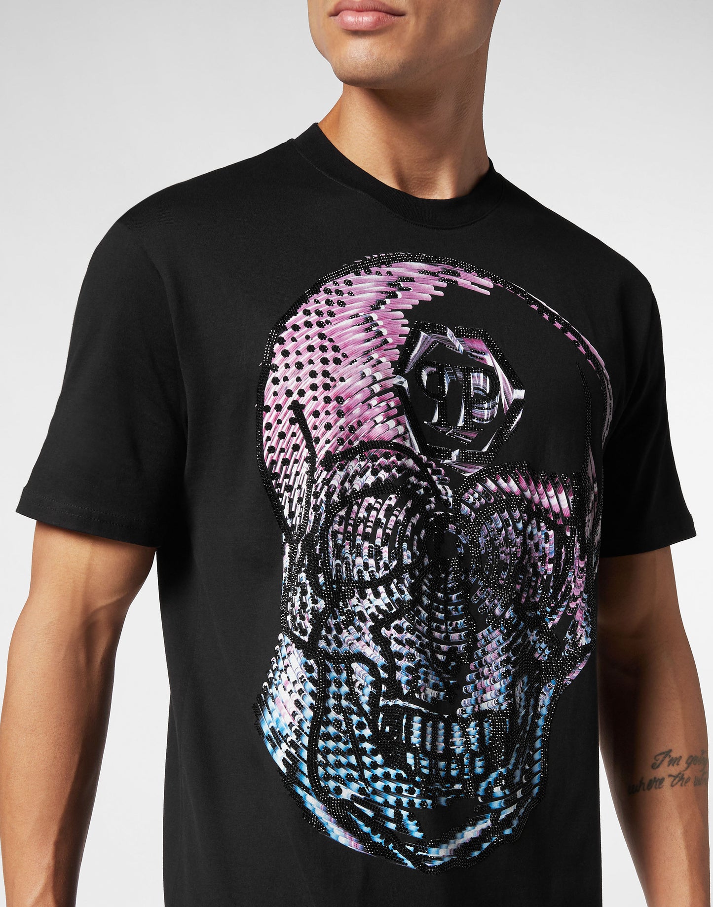 T-shirt Round Neck SS Skull black / multicolored