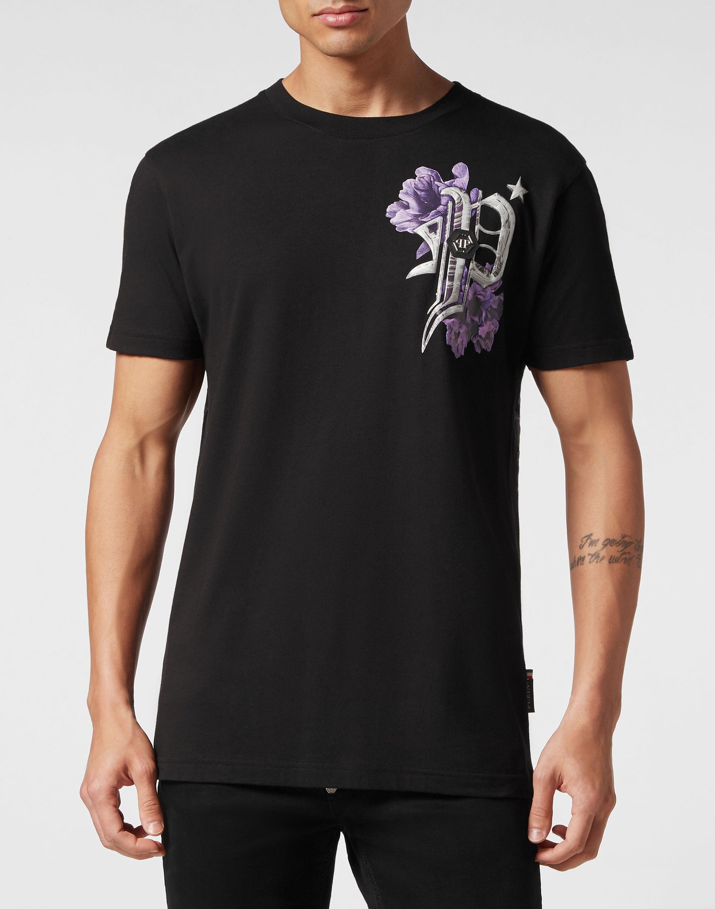 T-shirt Round Neck SS Flowers black