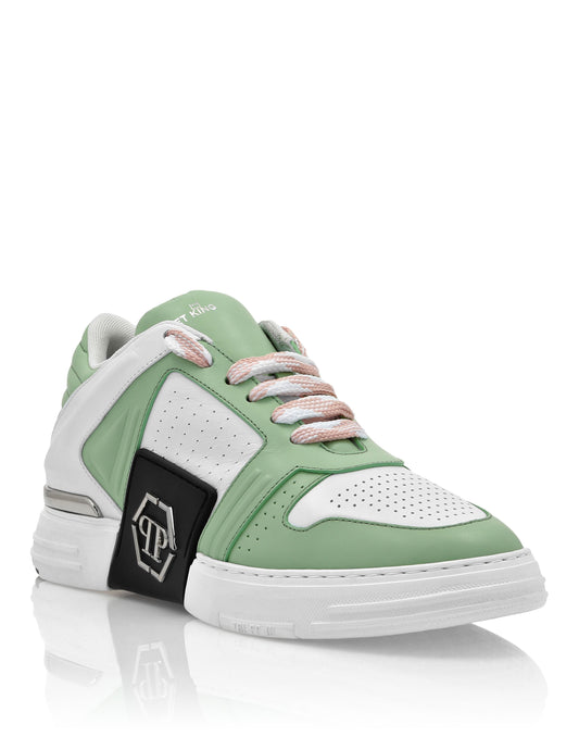 Leather Lo-Top Sneakers Hexagon pink+green