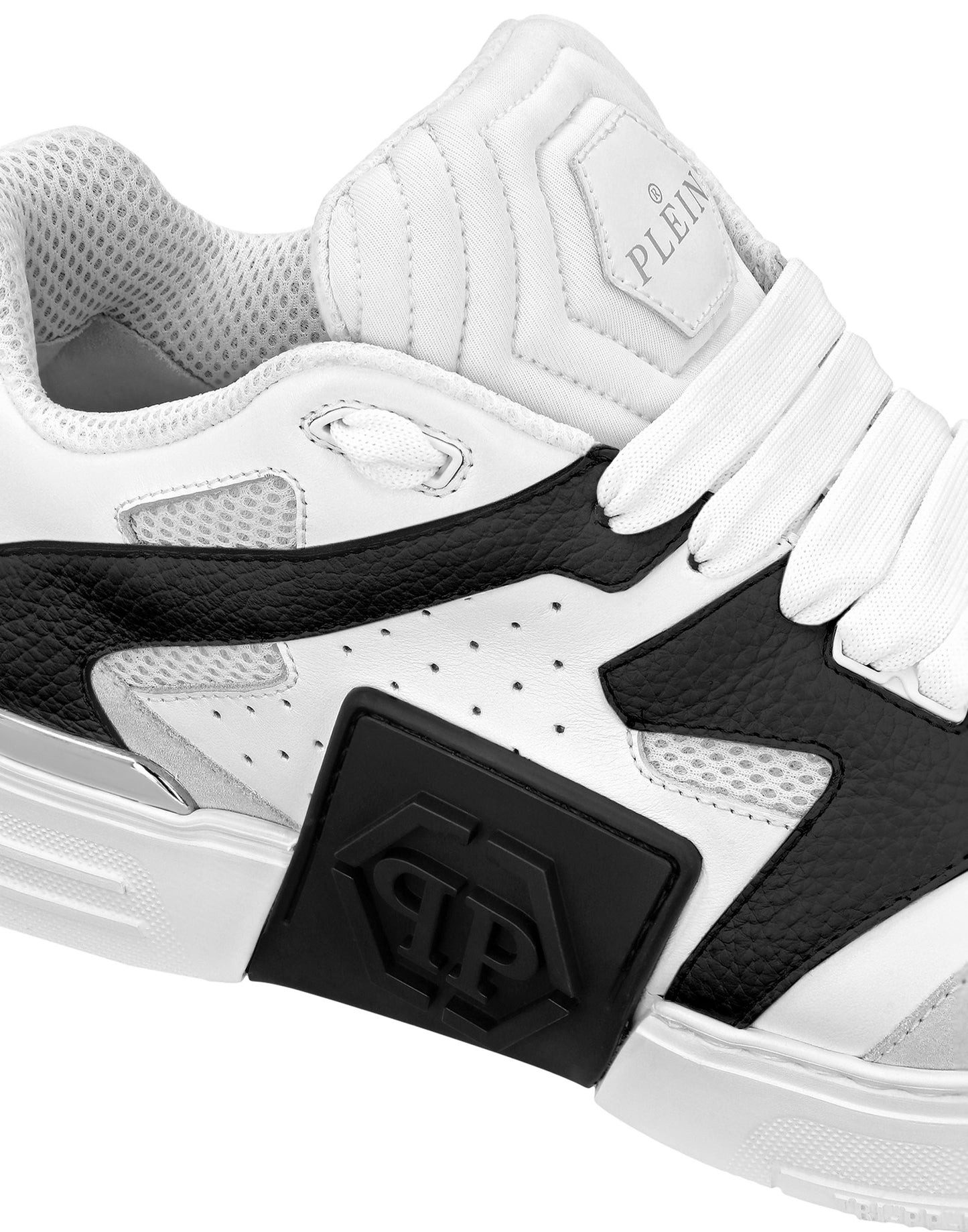 Mix Leather Lo-Top Sneakers white / black