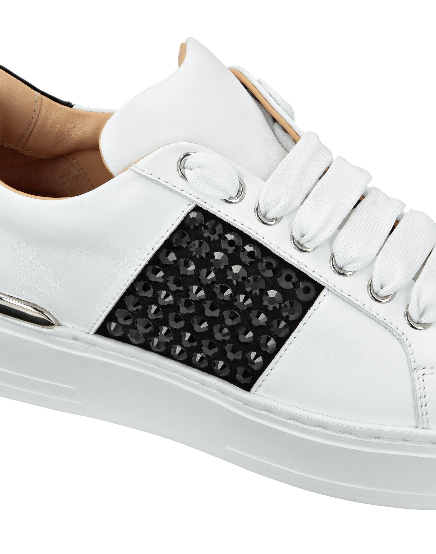 Mix Leather Lo-Top Sneakers Crystal white / black