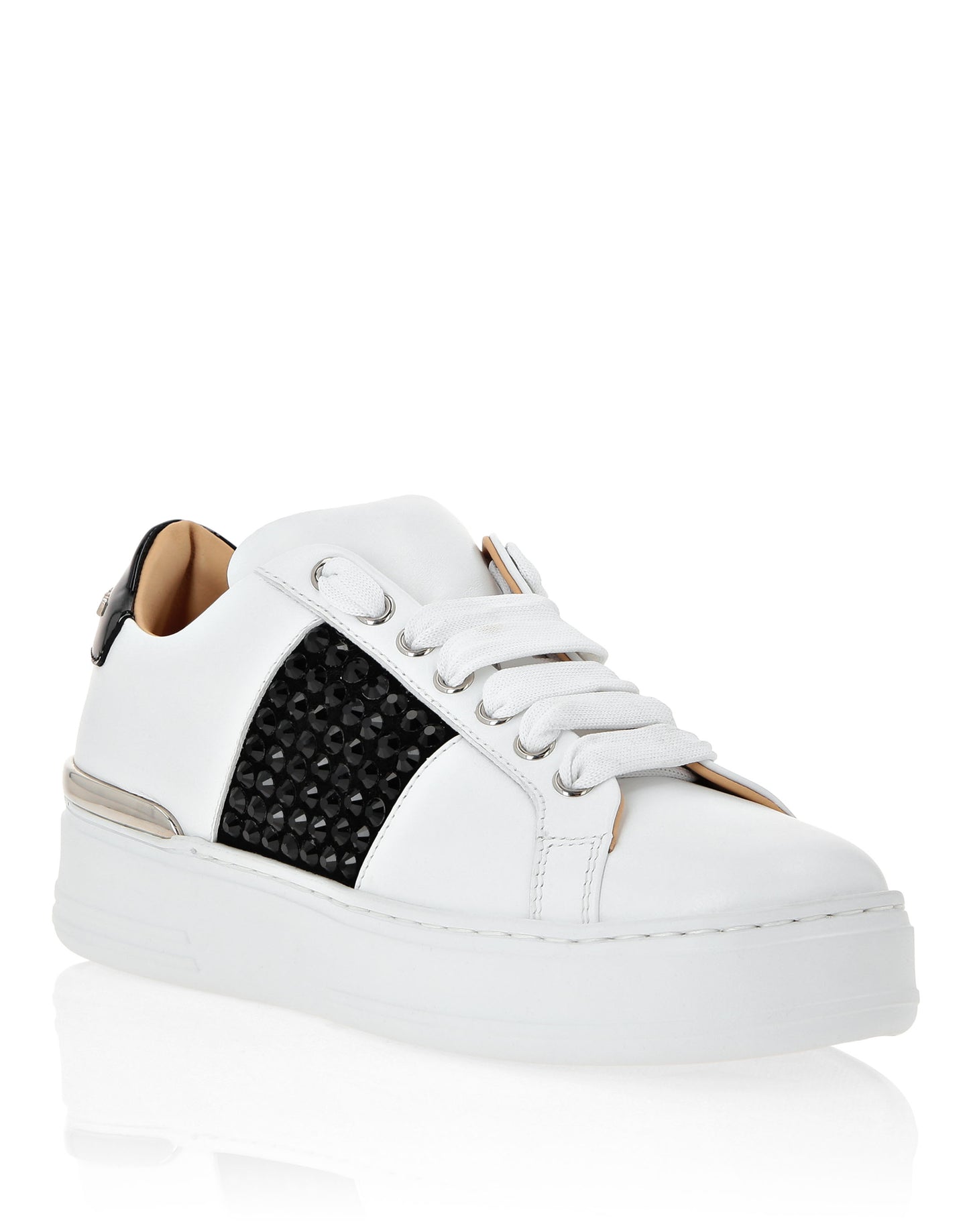 Mix Leather Lo-Top Sneakers Crystal white / black