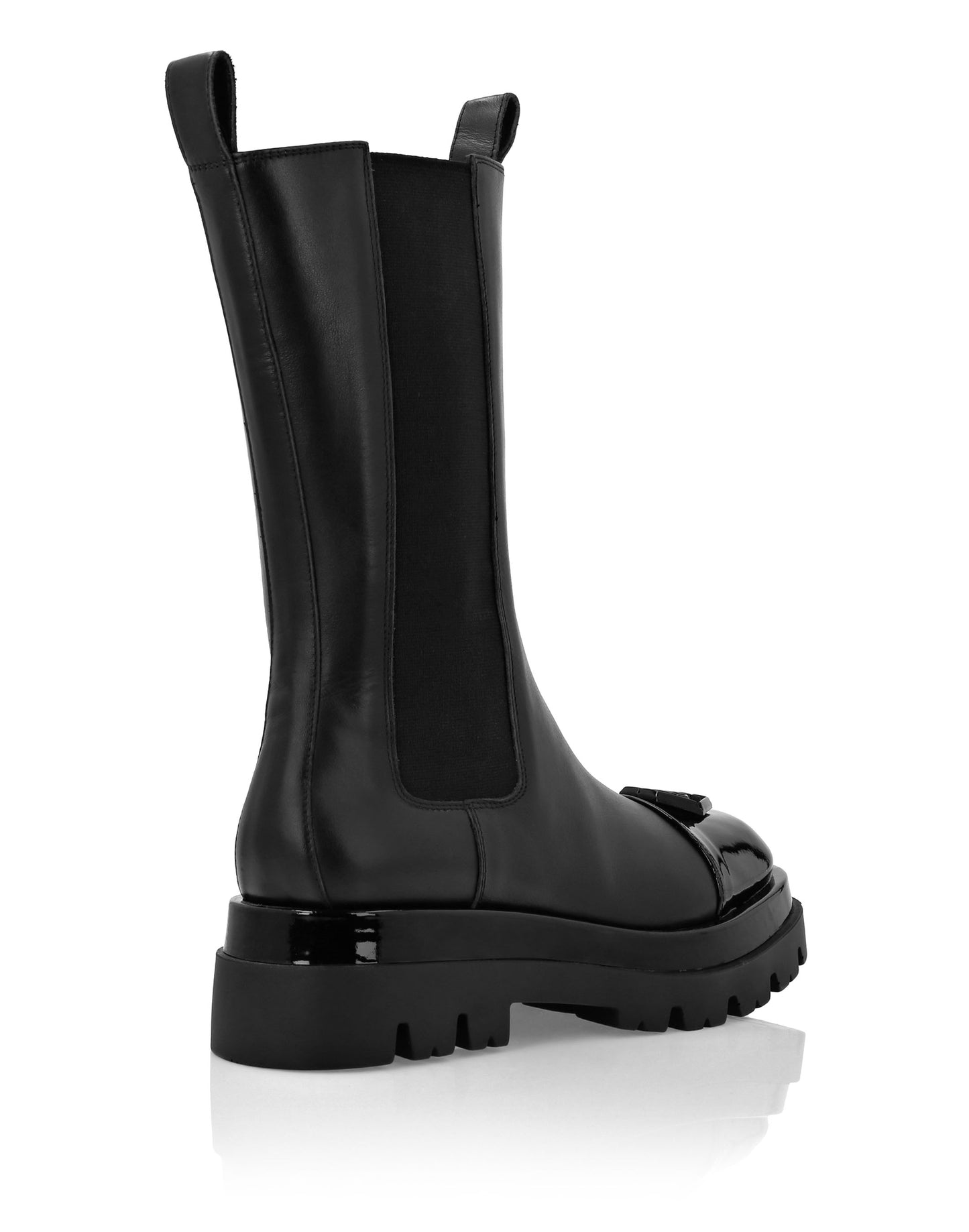 Mid Flat Boots Hexagon black