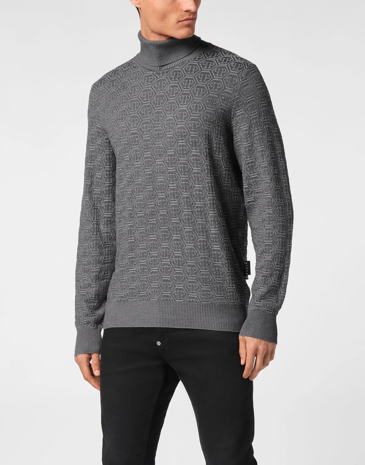 Wool Silk Turtle Neck Long-Sleeve Monogram