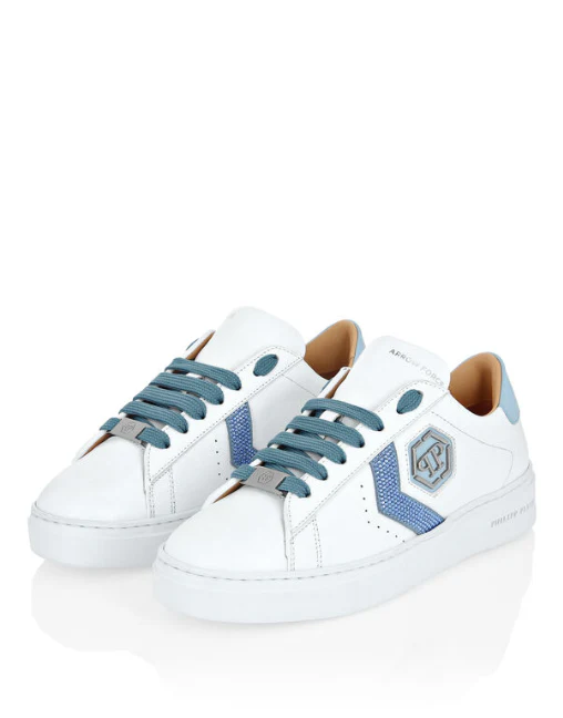 PHILIPP PLEIN Lo-Top Leather Arrow Force Strass Sneakers