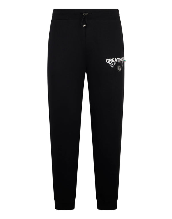 Philipp Plein Fleece Joggers Greatness 全黑棉質縮口運動褲 男款正面