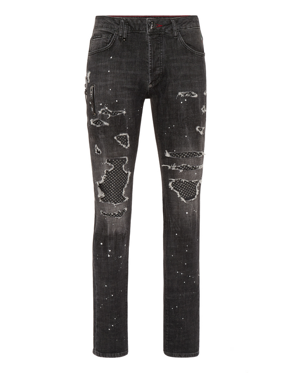 PHILIPP PLEIN Denim Rock Star Trousers Strass