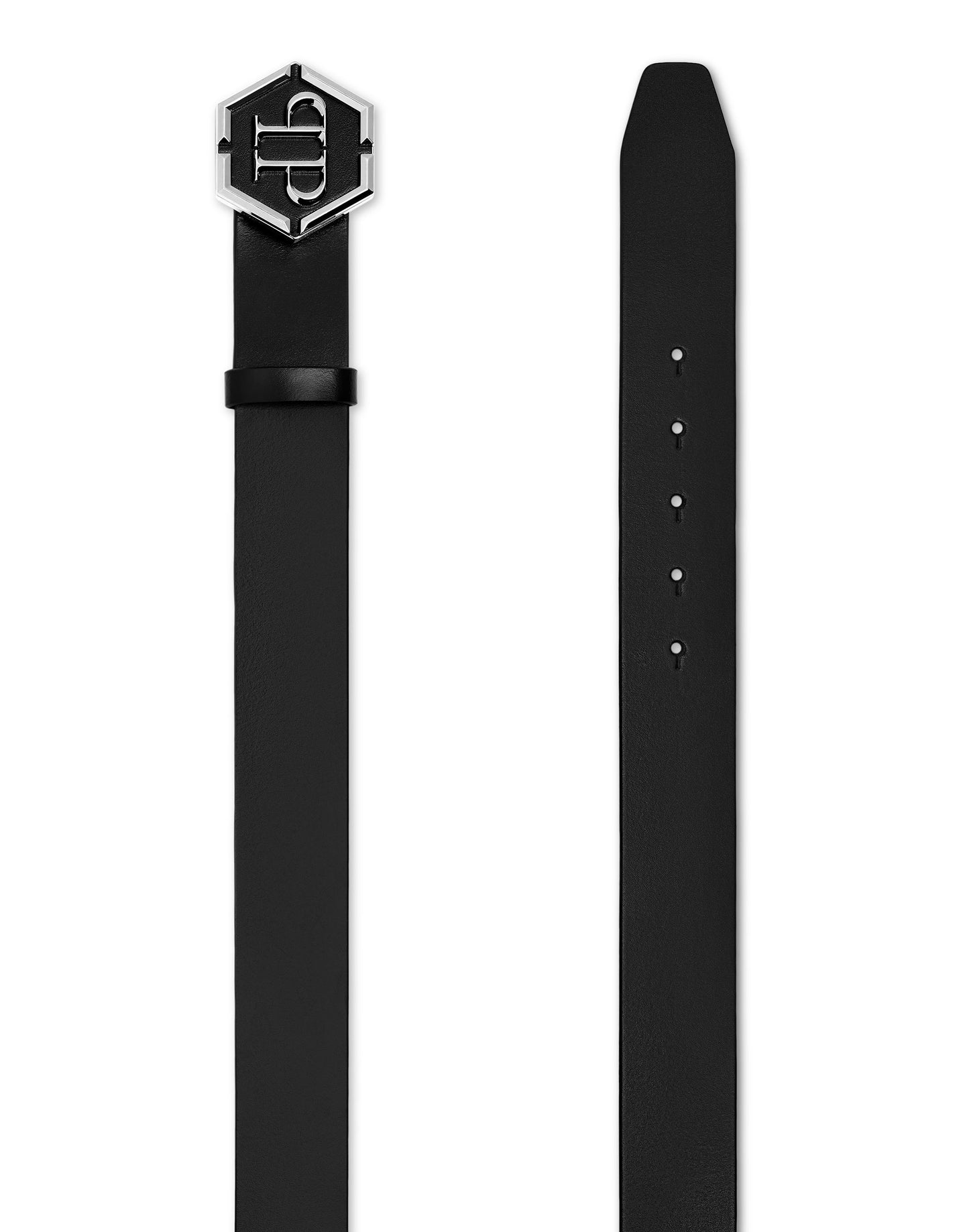 Leather Belt Hexagon black/nickel