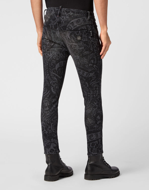 Philipp Plein|Denim Trousers Skinny Fit Tattoo 男款牛仔褲