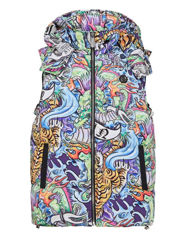 PHILIPP PLEIN Nylon Down Jacket Vest Tattoo