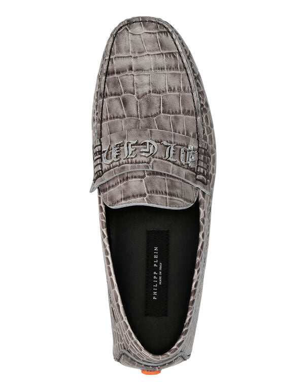 Printed Cocco Leather Drivers Shoes