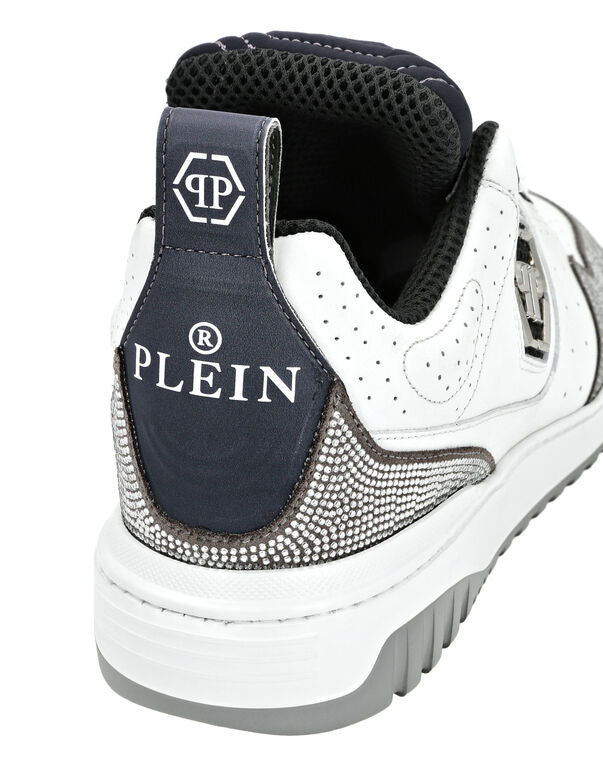 Mix Leather Lo-Top Sneakers Crystal