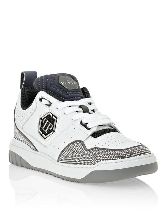 Mix Leather Lo-Top Sneakers Crystal