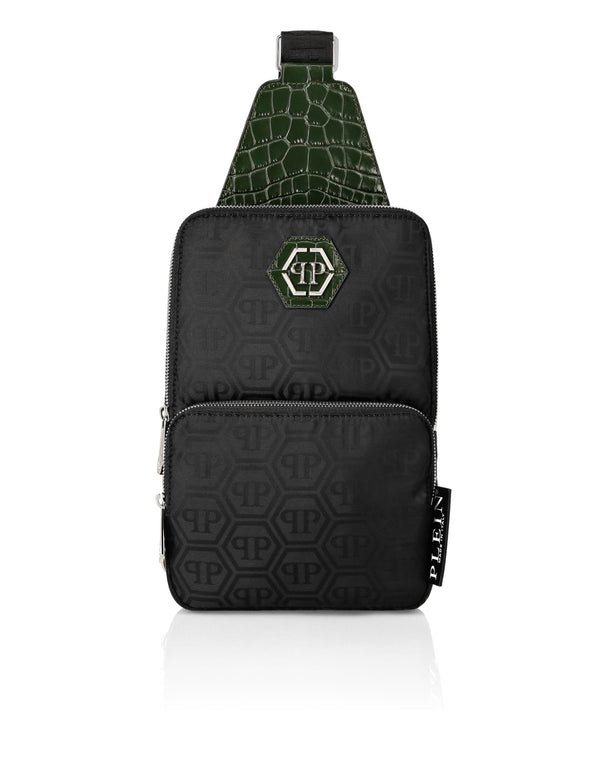PHILIPP PLEIN Nylon and Leather Cross-Body Monogram