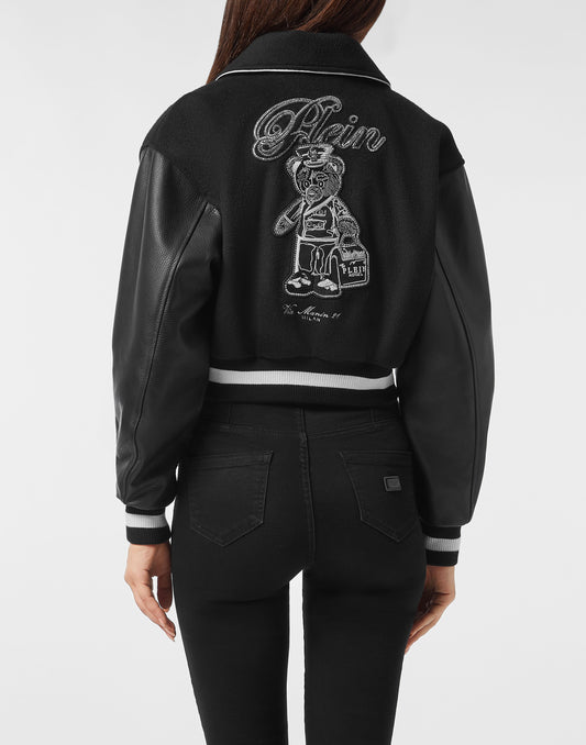 Wool and Leather College Bomber Teddy