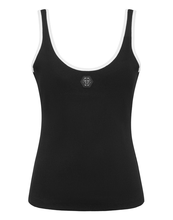 PHILIPP PLEIN Cotton Rib Tank Top Hexagon