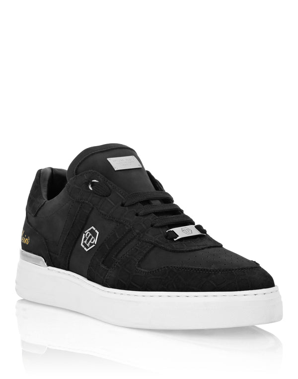 PHILIPP PLEIN Nubuck Low Top Sneakers Cocco
