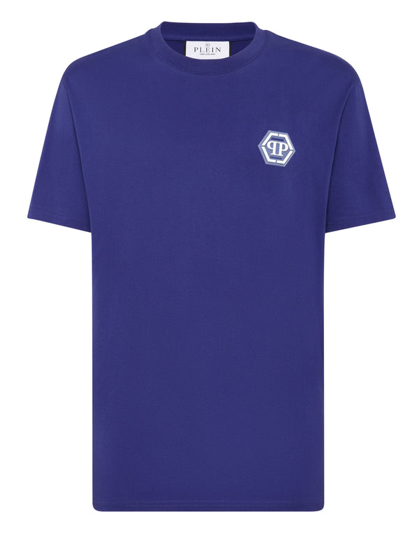 Philipp Plein Jersey T-shirt Iconic Plein 寶藍色白色六角PP徽章圓領T恤 男款正面