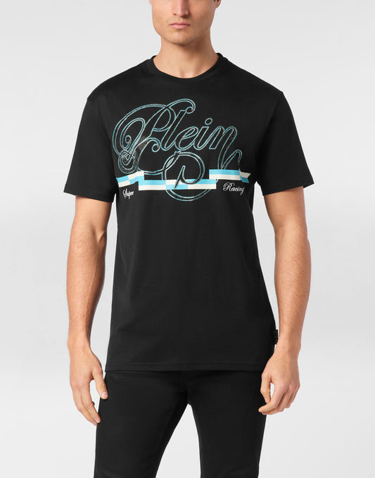 Philipp Plein Coursive Border 草書Plein輪廓藍白線條印花細節特寫