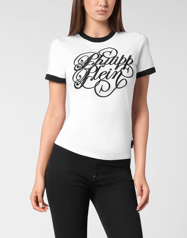 Philipp Plein Sexy Pure 黑色Ringer領口袖口滾邊細節特寫