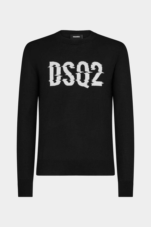 DSQUARED2 DSQ2 INTARSIA KNIT CREWNECK PULLOVER