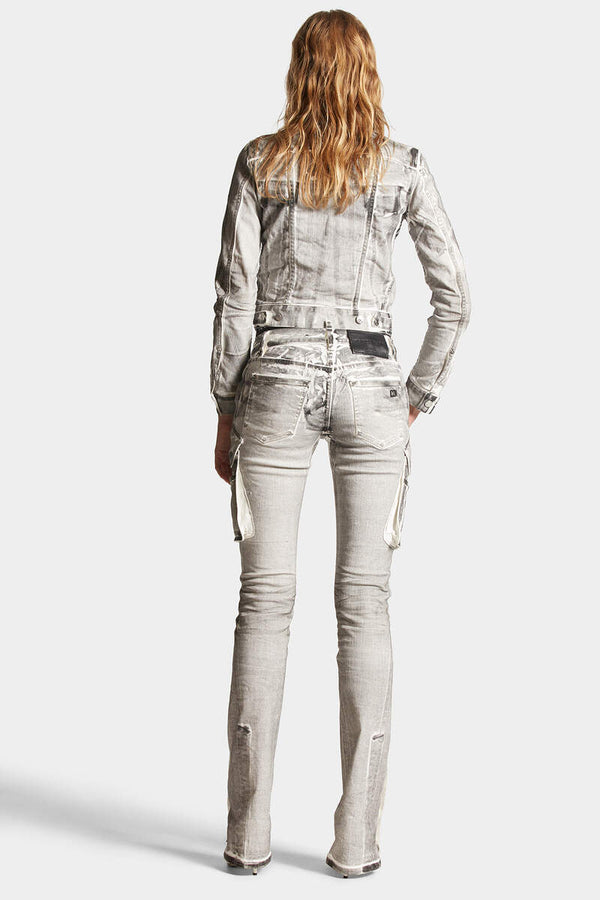 DSQUARED2|ICON WHITE COAL WASH TRUMPET JEANS 女款牛仔褲