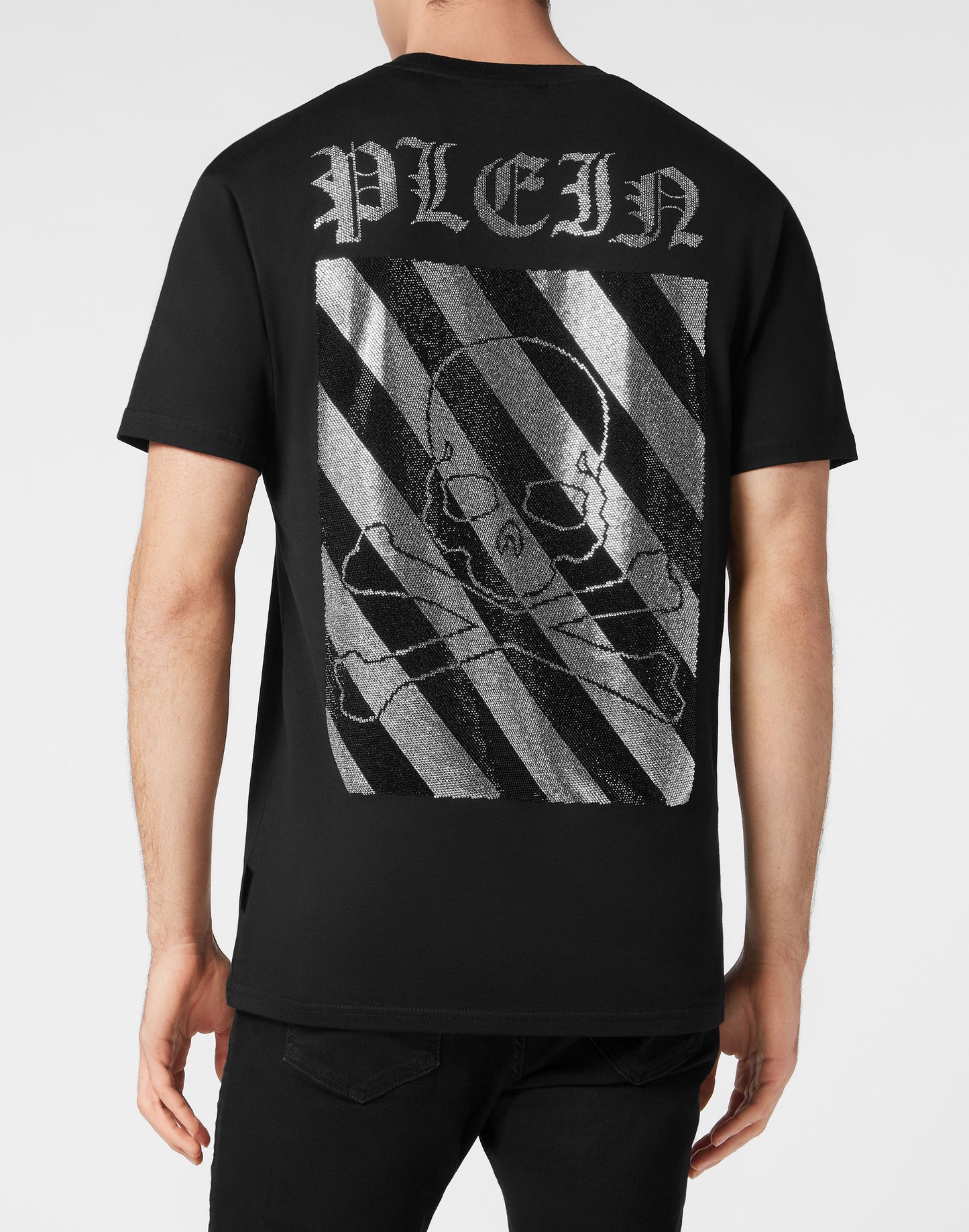 T-shirt Round Neck SS with Crystals Rainbow Stripes