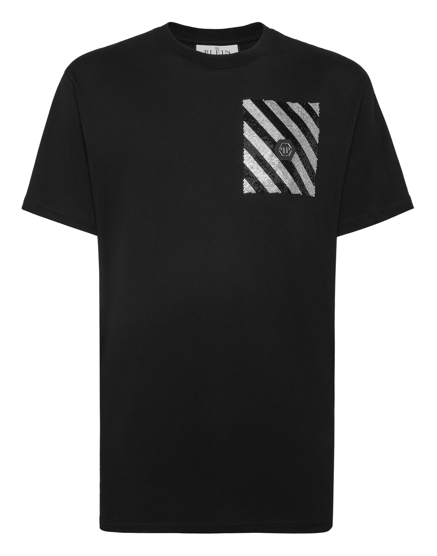 T-shirt Round Neck SS with Crystals Rainbow Stripes