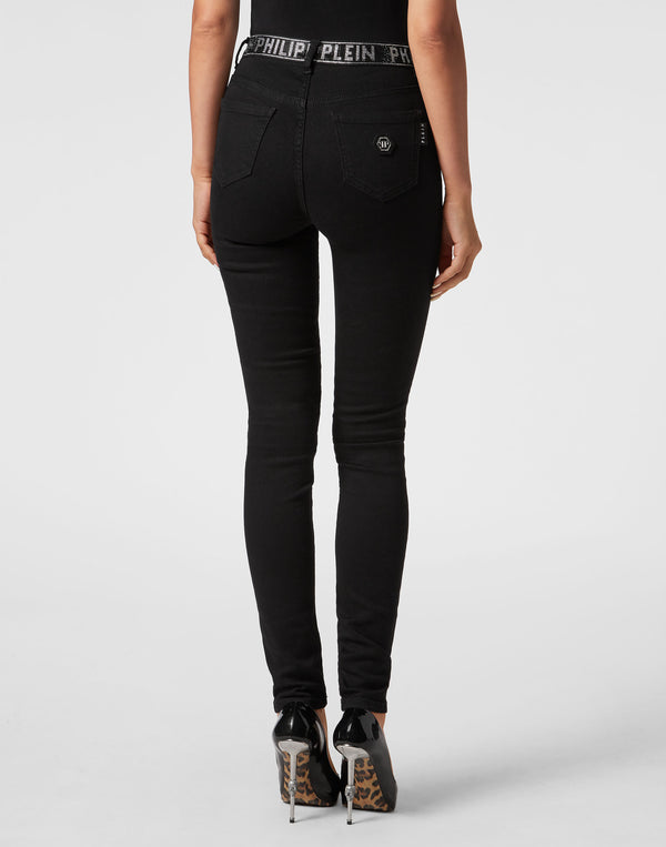 Philipp Plein|High Waist Jeggings Crystal 女款彈力牛仔褲