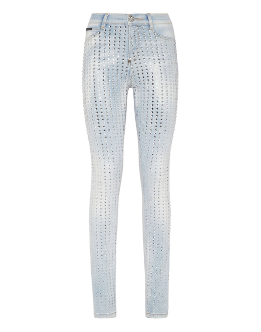 High Waist Jeggings Crystal Pinstripe