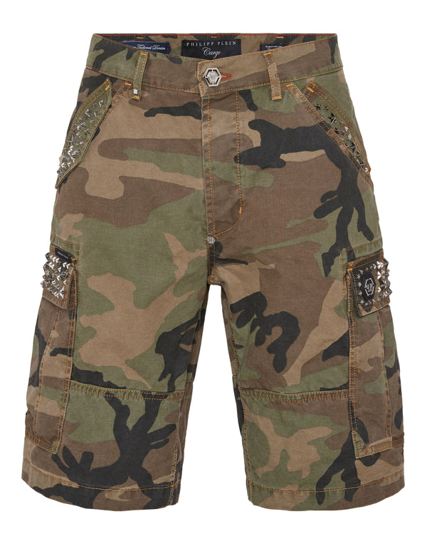 PHILIPP PLEIN Denim Cargo Shorts Studs