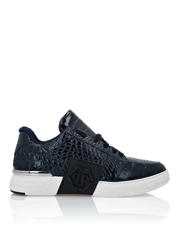Philipp Plein|Croco Printed Leather Lo-Top Sneakers Hexagon 男款運動鞋