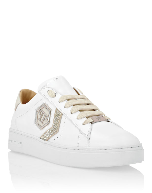PHILIPP PLEIN Lo-Top Leather Arrow Force Strass Sneakers