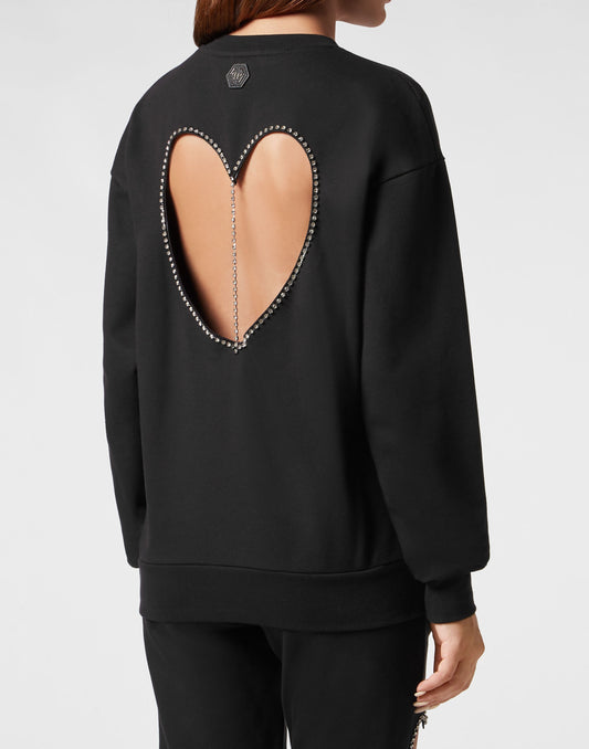 Padded Shoulder Sweatshirt Roundneck Heart