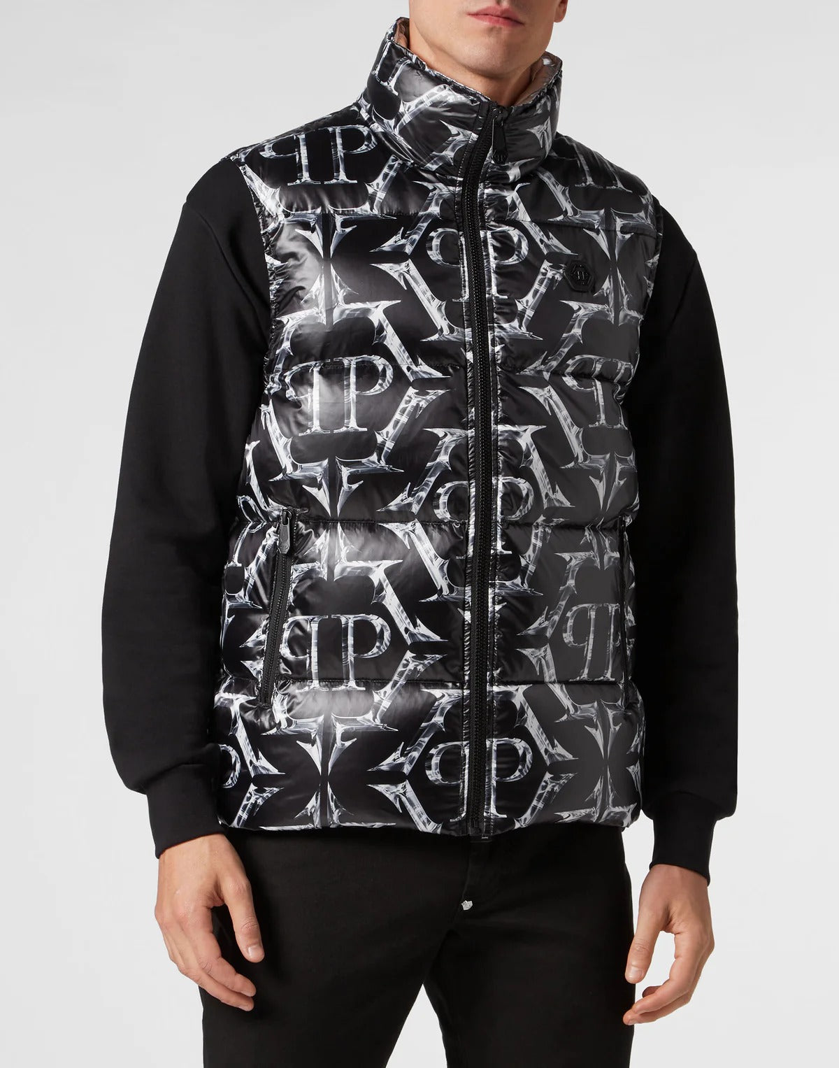 Nylon Puffer Vest Chrome black