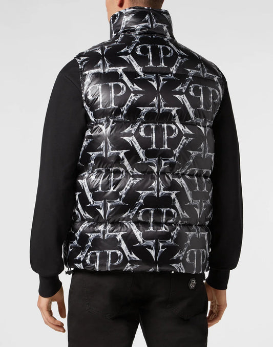 Nylon Puffer Vest Chrome black