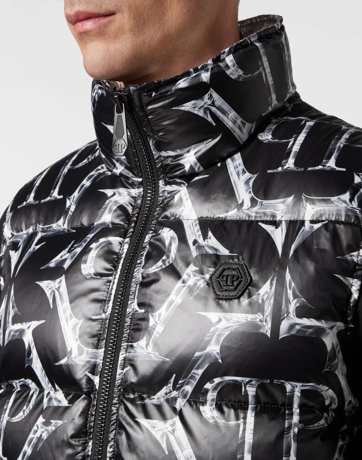 Nylon Puffer Vest Chrome black