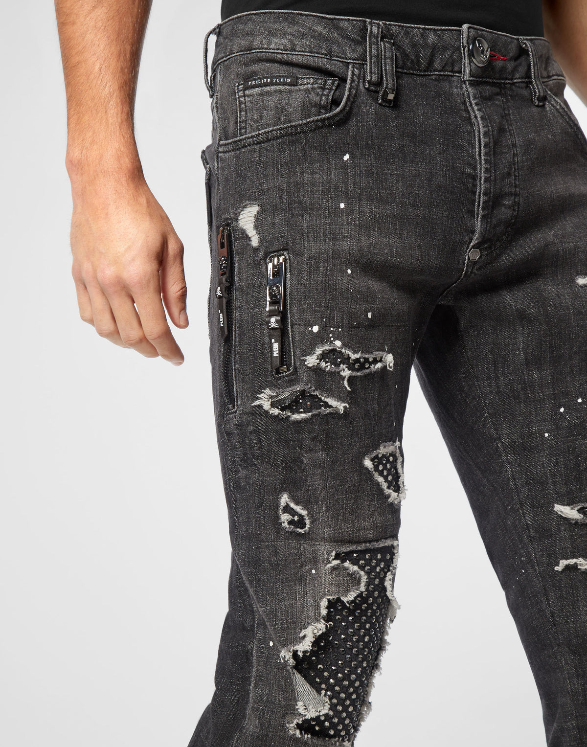 Philipp Plein｜Denim Rock Star Trousers Strass 男款牛仔褲