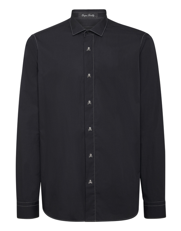 PHILIPP PLEIN Contrast Stitching Shirt Sugar Daddy Cut Long-Sleeve