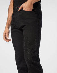 Philipp Plein｜Denim Trousers Super Straight Cut Dragon Strass 男款牛仔褲
