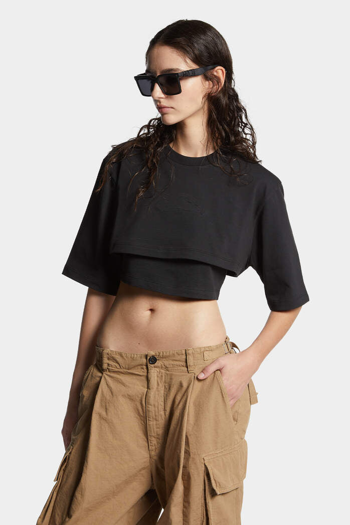 DSQUARED2｜CROPPED LOOSE FIT ICON NEW GENERATION T-SHIRT 女款T恤