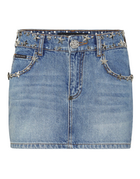 PHILIPP PLEIN Denim Studs Star Mini Skirt Stars