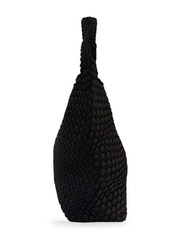 黑色 Neoprene 編織肩背包側面，側寬約12.5公分