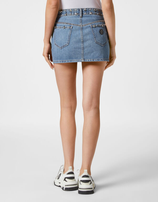 Philipp Plein｜Denim Studs Star Mini Skirt Stars 女款丹寧短裙
