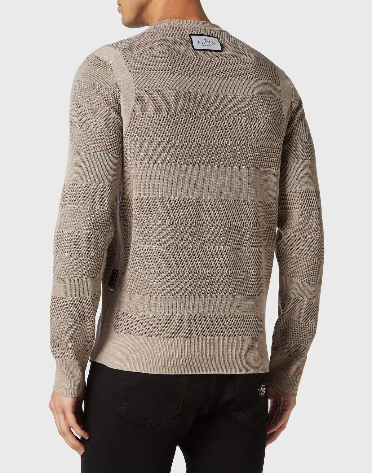 Philipp Plein｜Wool/Silk Pullover Round Neck LS Skull&Bones brown / beige 男款針織衫
