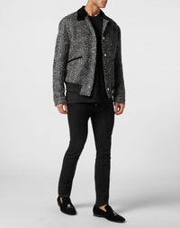 Philipp Plein｜Chevron Collared Bomber Gothic Plein black 男款夾克